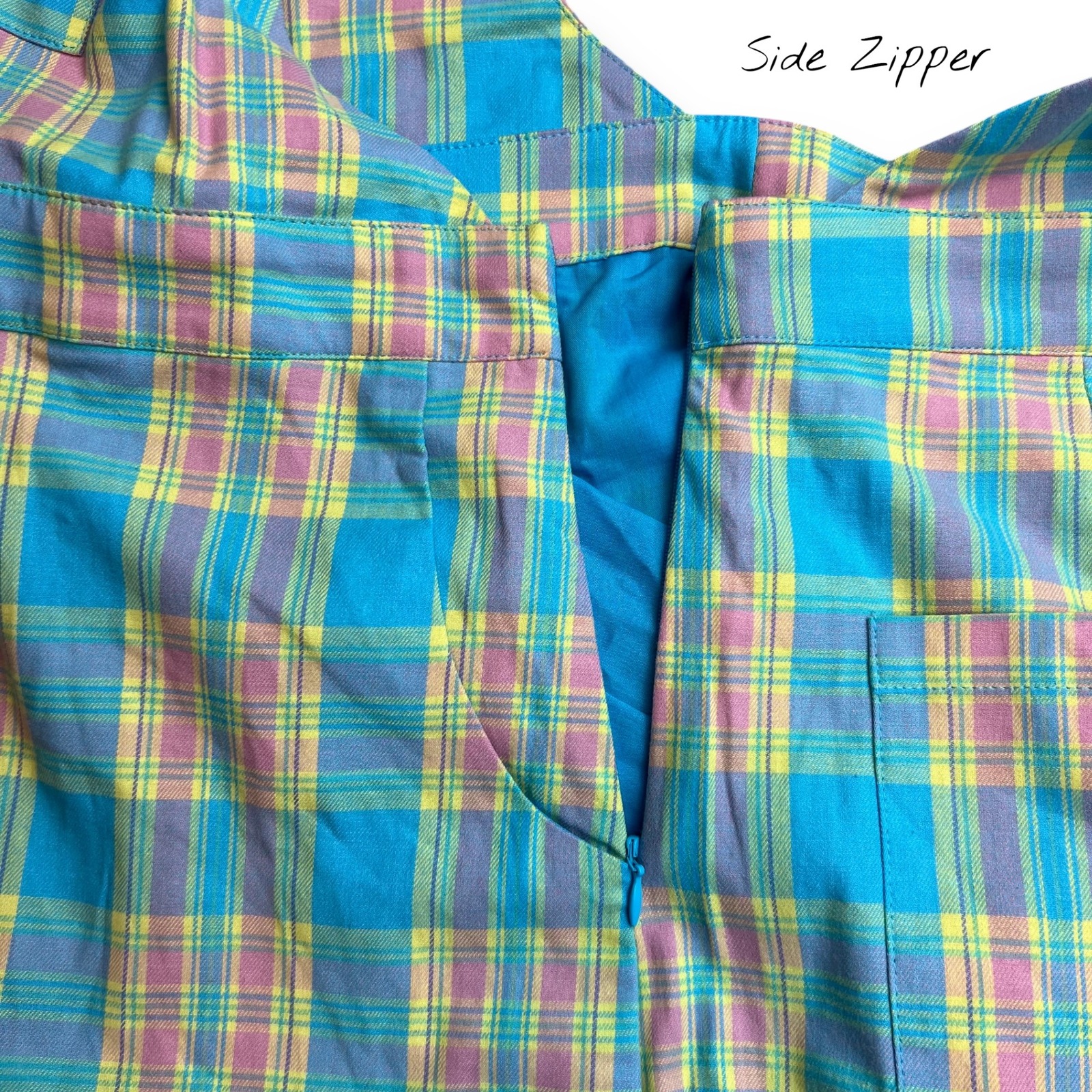 Dangerfield Plaid Shortalls Overall Shorts Womens Au 12 Us 8 Medium Pastel Nwt — image 6 of 8
